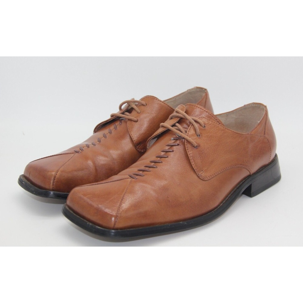 Giorgio V Dress Shoe Mens 7M Brown Leather Lace Up Square Toe Oxford